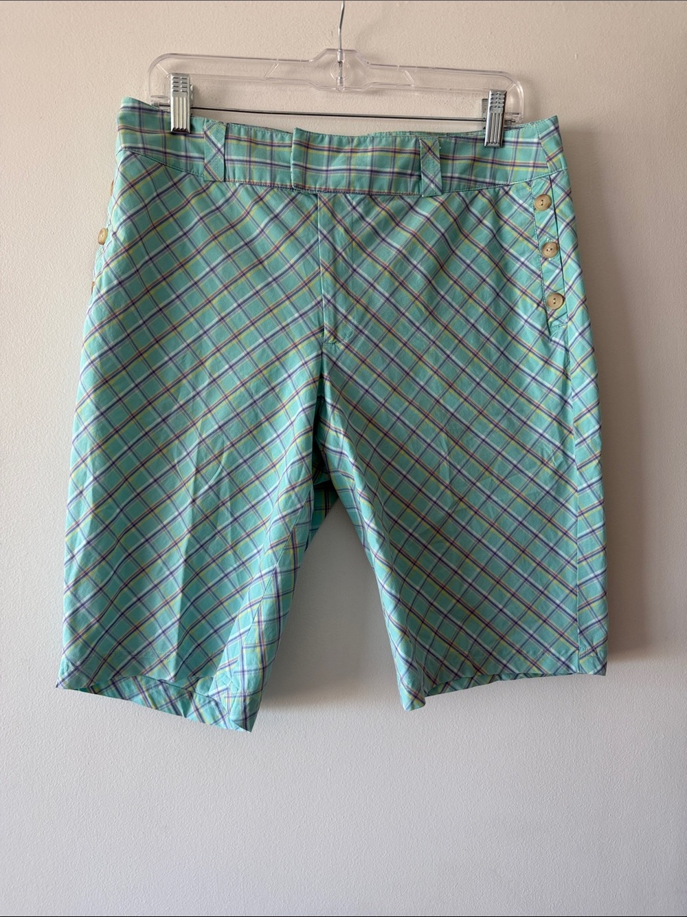 NWT Greg Norman Plaid Bermuda Golf Shorts Coastal Grandmillennial Preppy Size 10